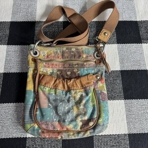 Fossil Original  Vtg Y2K Patchwork Canvas Crossbody Bag Multicolor Boho Print